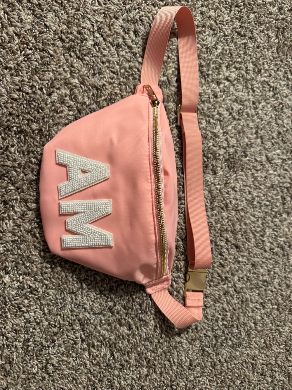 Personalized Pink AM Lettering Belt Bag